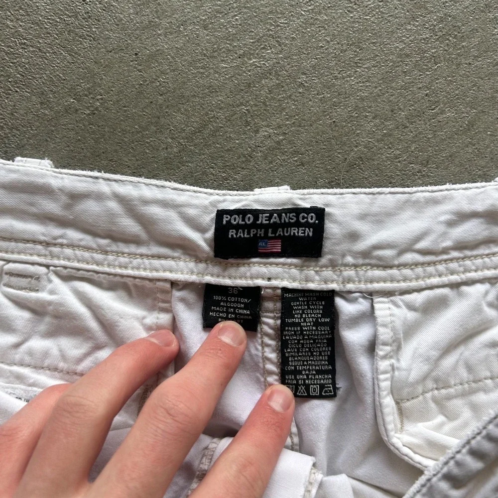 Vintage Polo Ralph Lauren Military Issue Cargo Shorts Size 36‎ White 1967